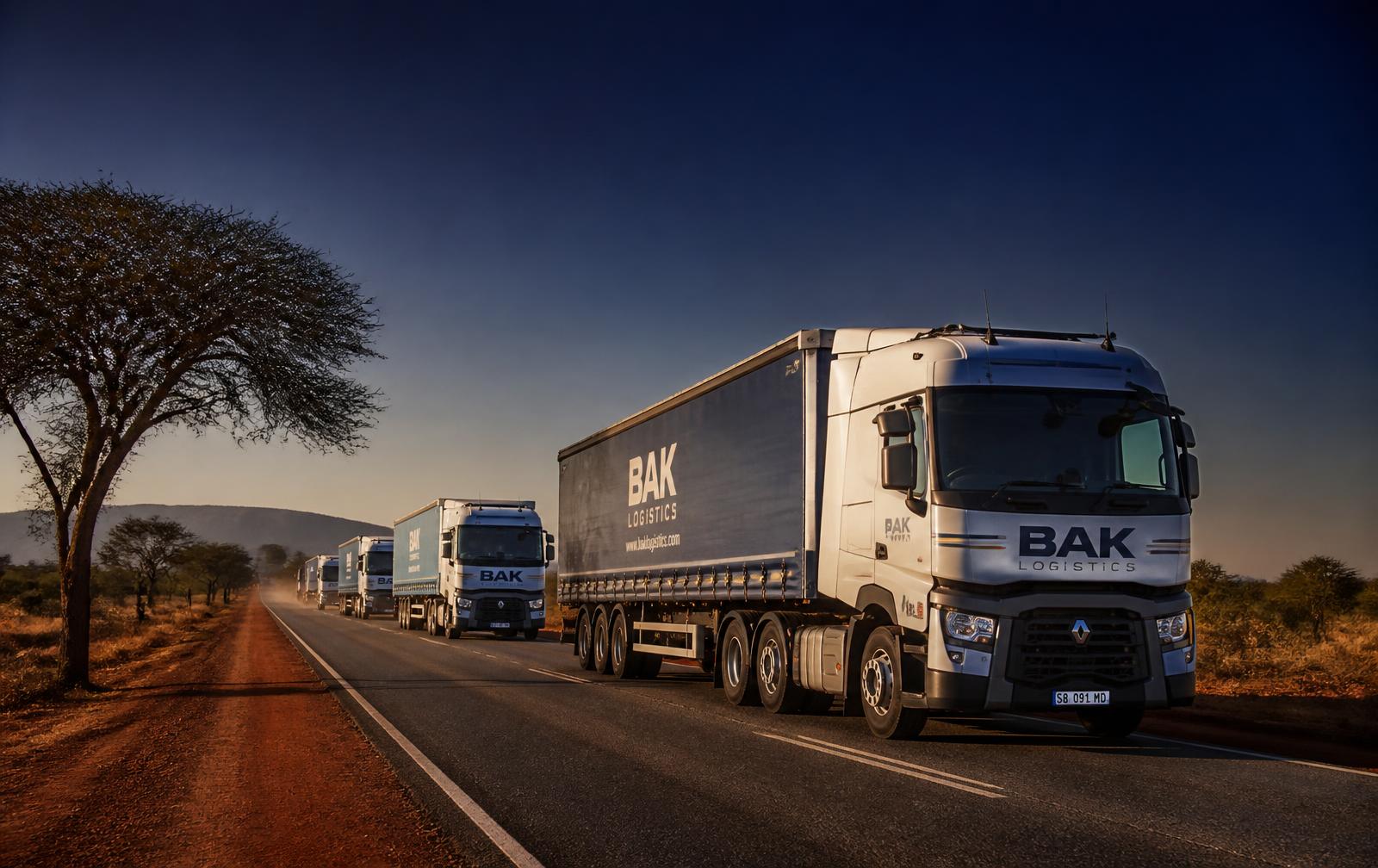 Convoi de camions sur un corridor routier ouest-africain